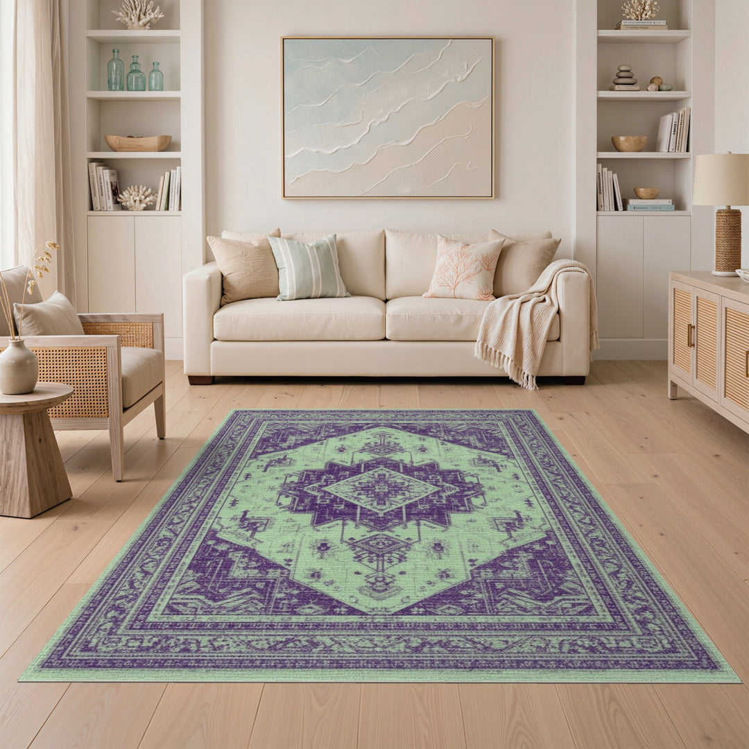 Purple Tribal Medallion Area Rug