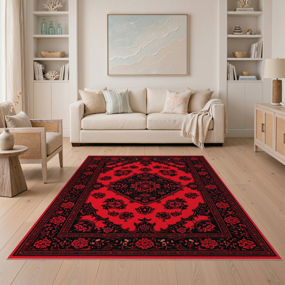 Red Medallion Red Persian Medallion Floral Area Rug