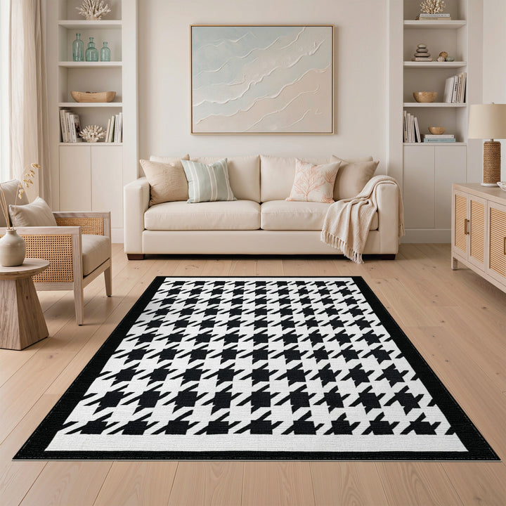 Black White Geometric Area Rug