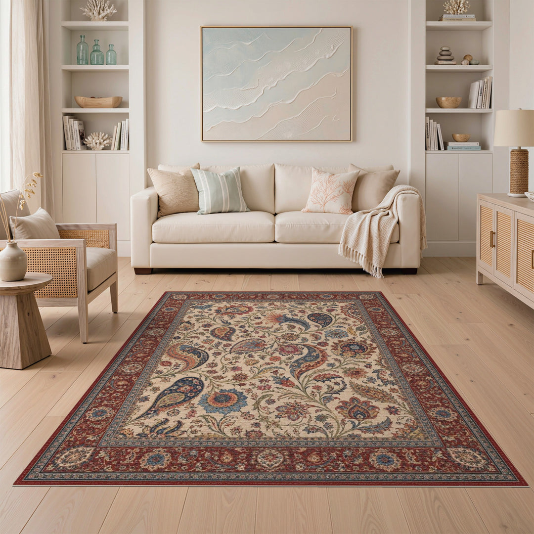 Traditional Persian Red Paisley Floral Area Rug