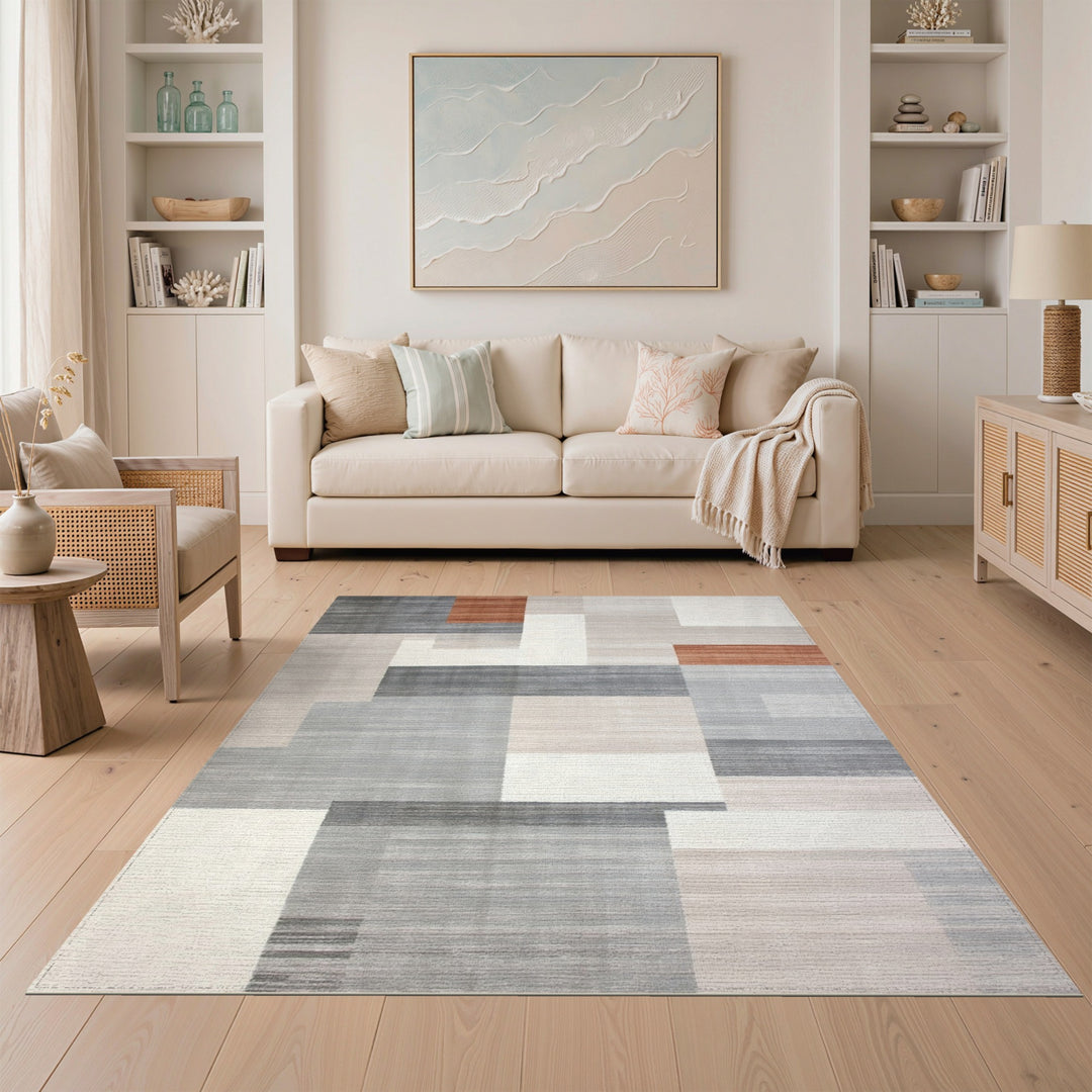 Grey Geometric Modern Area Rug