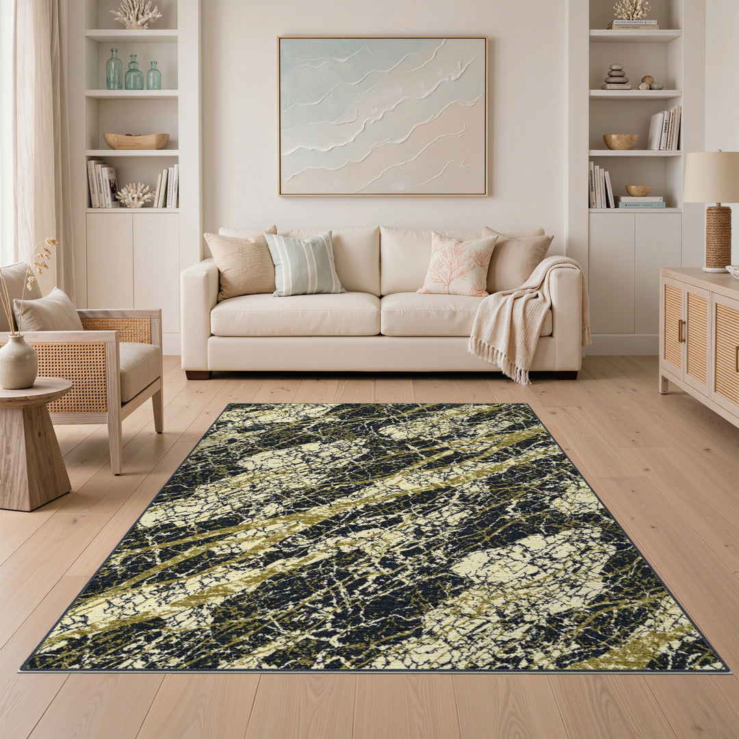 ODIKA Gold Marble Distressed Area Rug