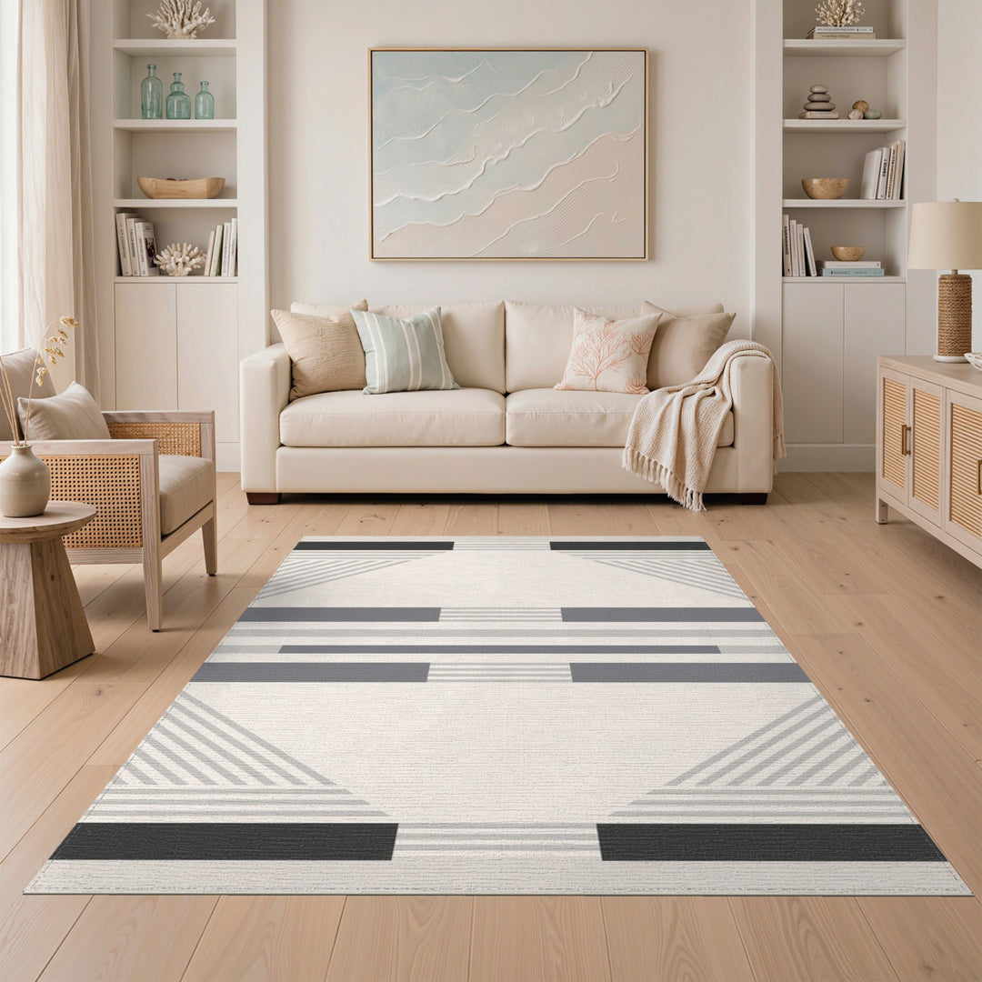 Grey Geometric Area Rug