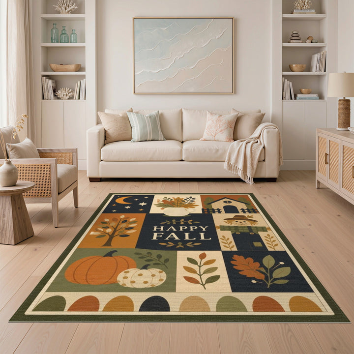 Happy Fall Patchwork Area Rug