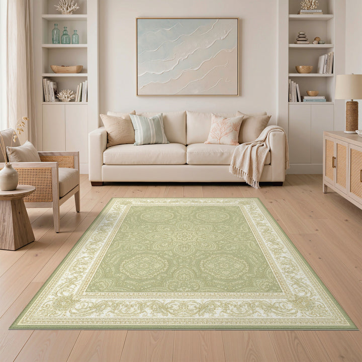 Traditional Persian Sage Green Persian Floral Area Rug