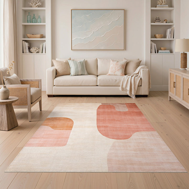 Abstract Beige Coral Area Rug