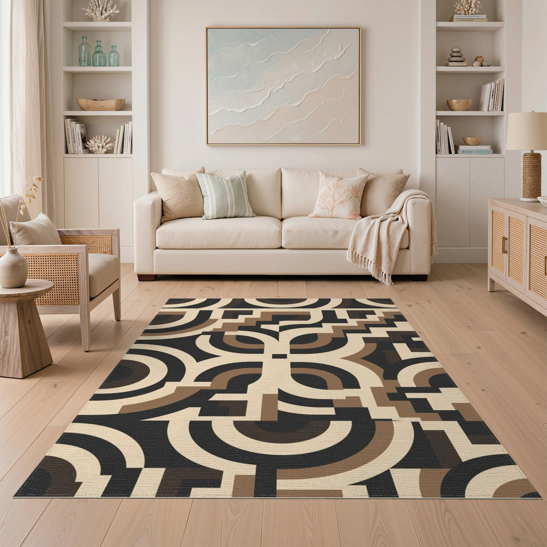 Modern Geometric Brown Area Rug