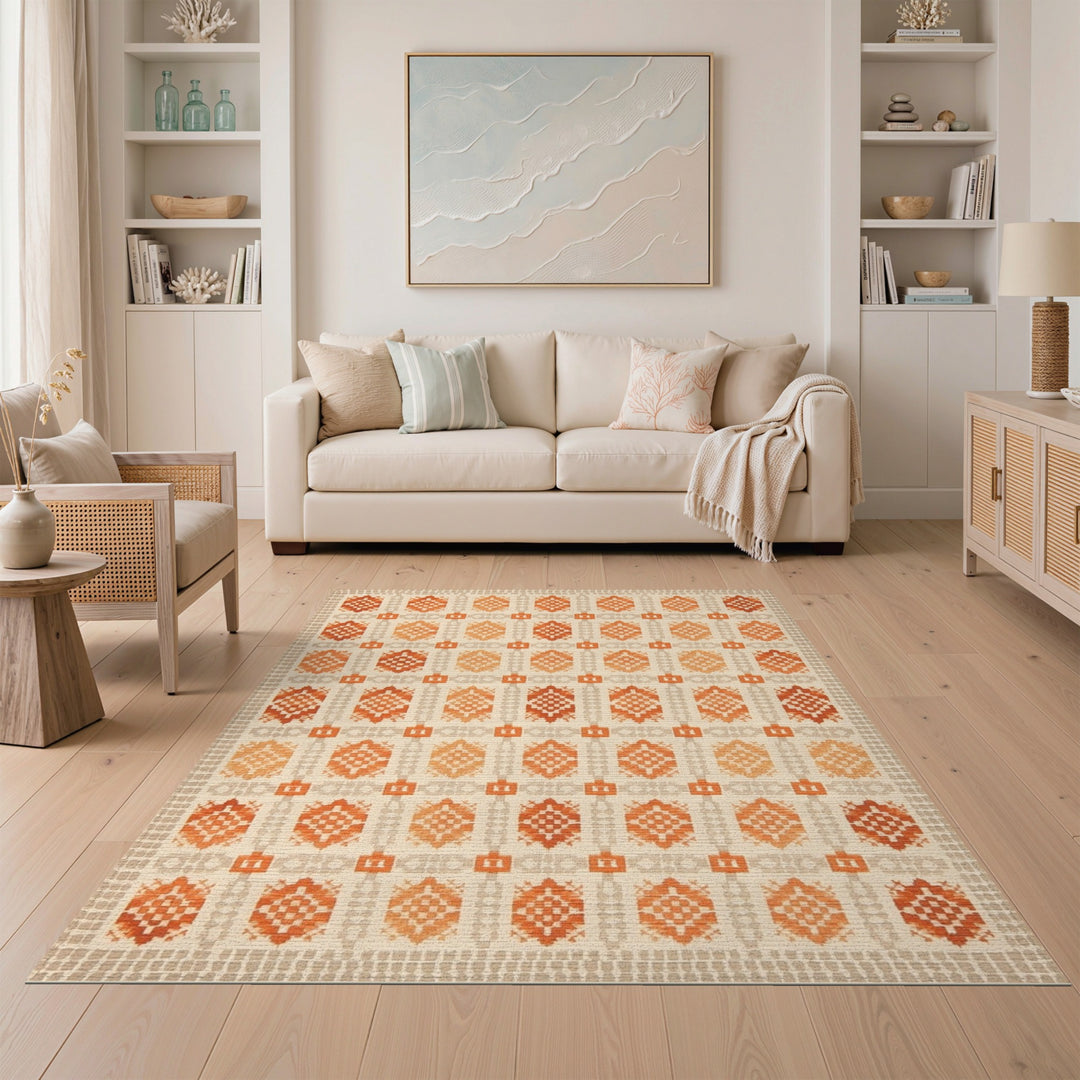 Orange Southwestern Geometric Area Rug