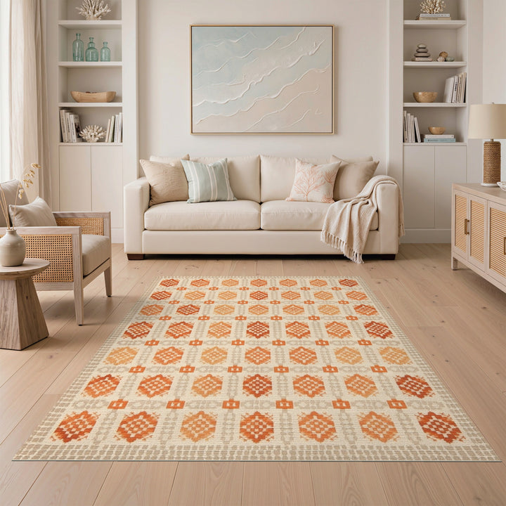 Orange Southwestern Geometric Area Rug
