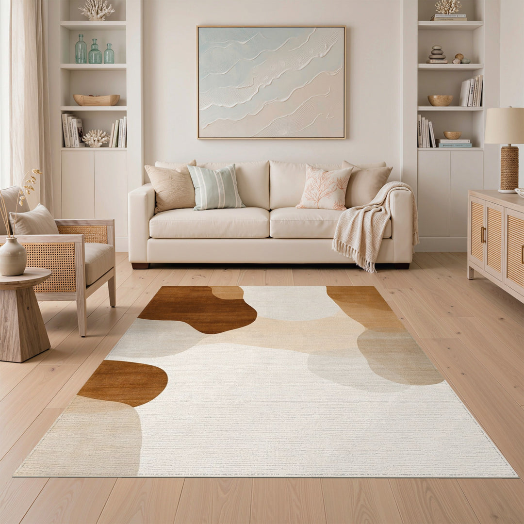 Earthy Abstract Brown Abstract Area Rug