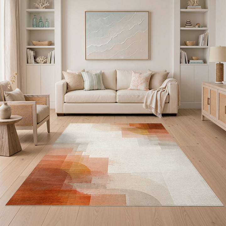 Modern Orange Abstract Area Rug