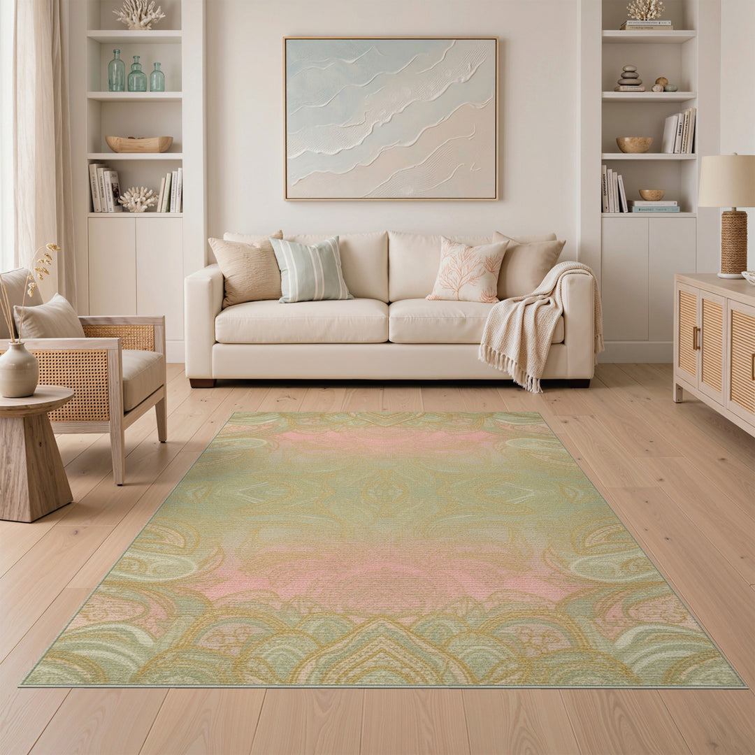 Pink Floral Paisley Vintage Area Rug
