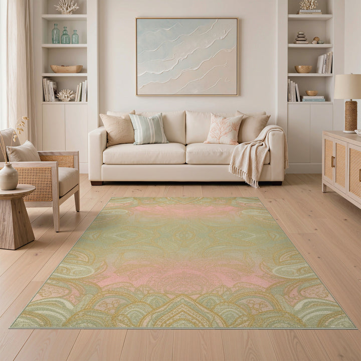 Pink Floral Paisley Vintage Area Rug