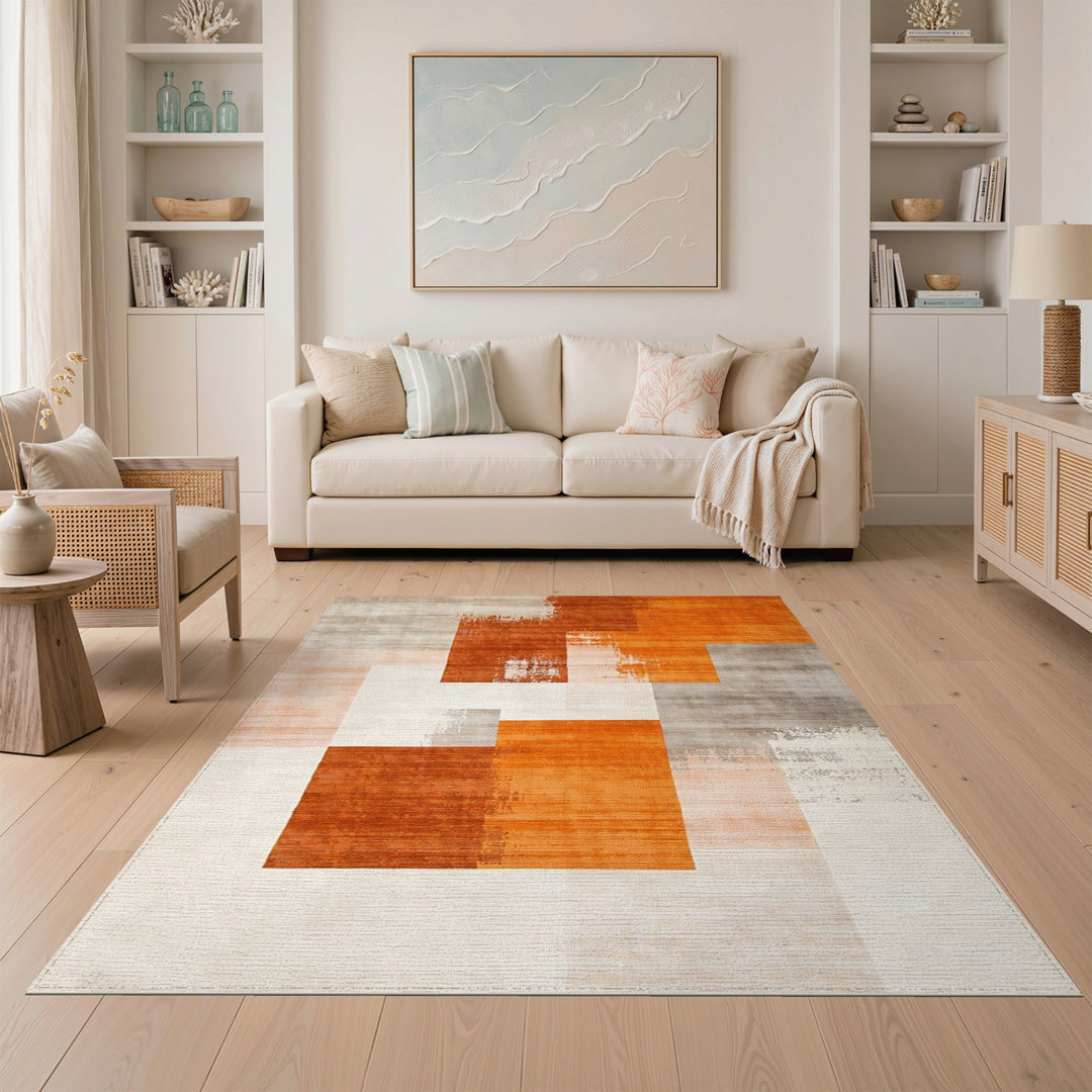 Abstract Area Orange Geometric Abstract Area Rug