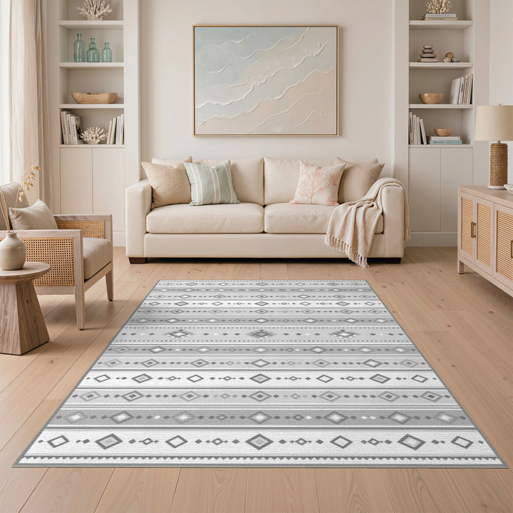 Grey Geometric Diamond Area Rug
