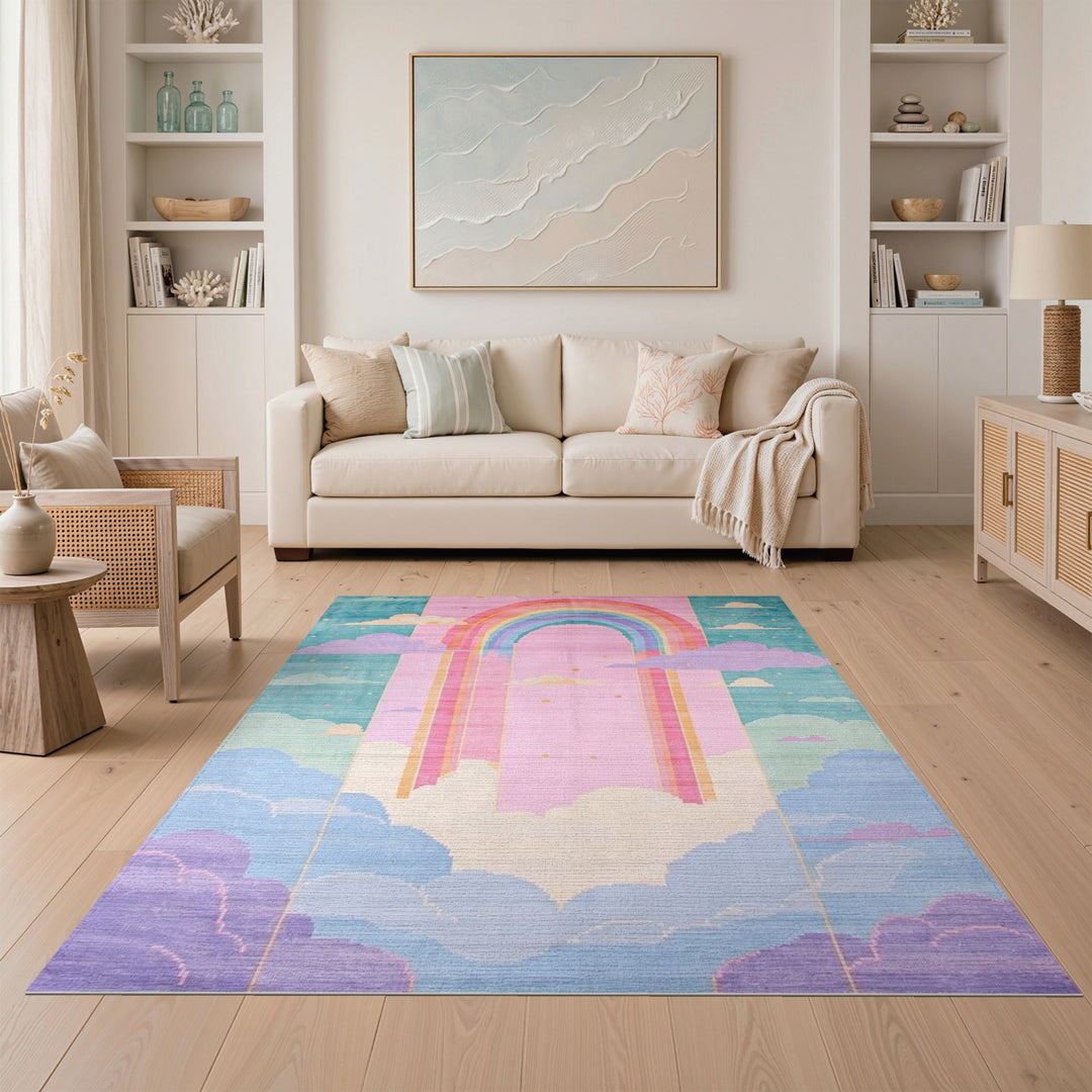 Rainbow Arch Cloud Kids Area Rug