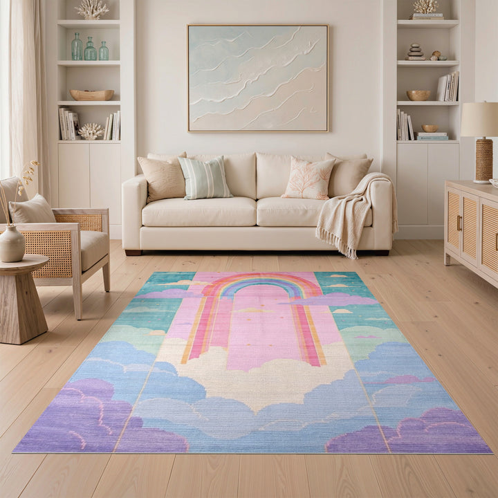 Rainbow Arch Cloud Kids Area Rug