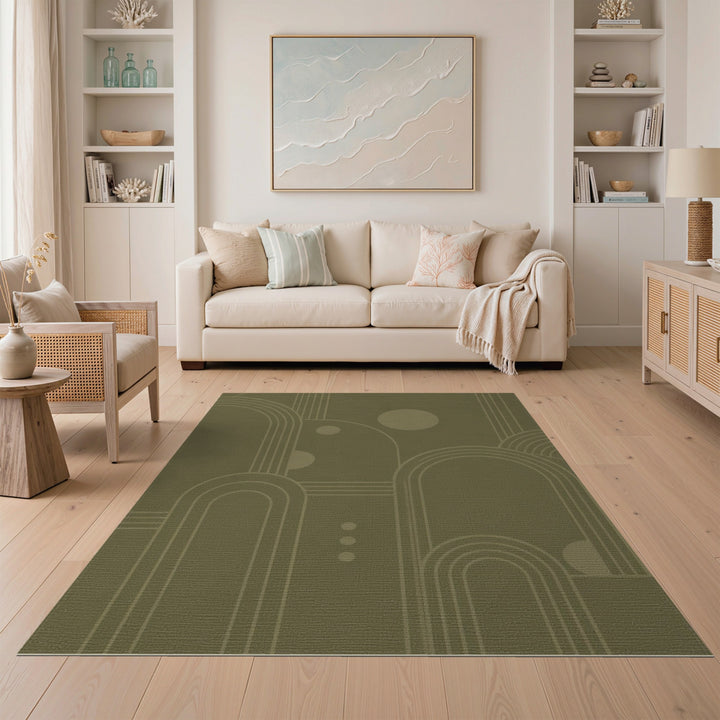Green Geometric Arch Area Rug