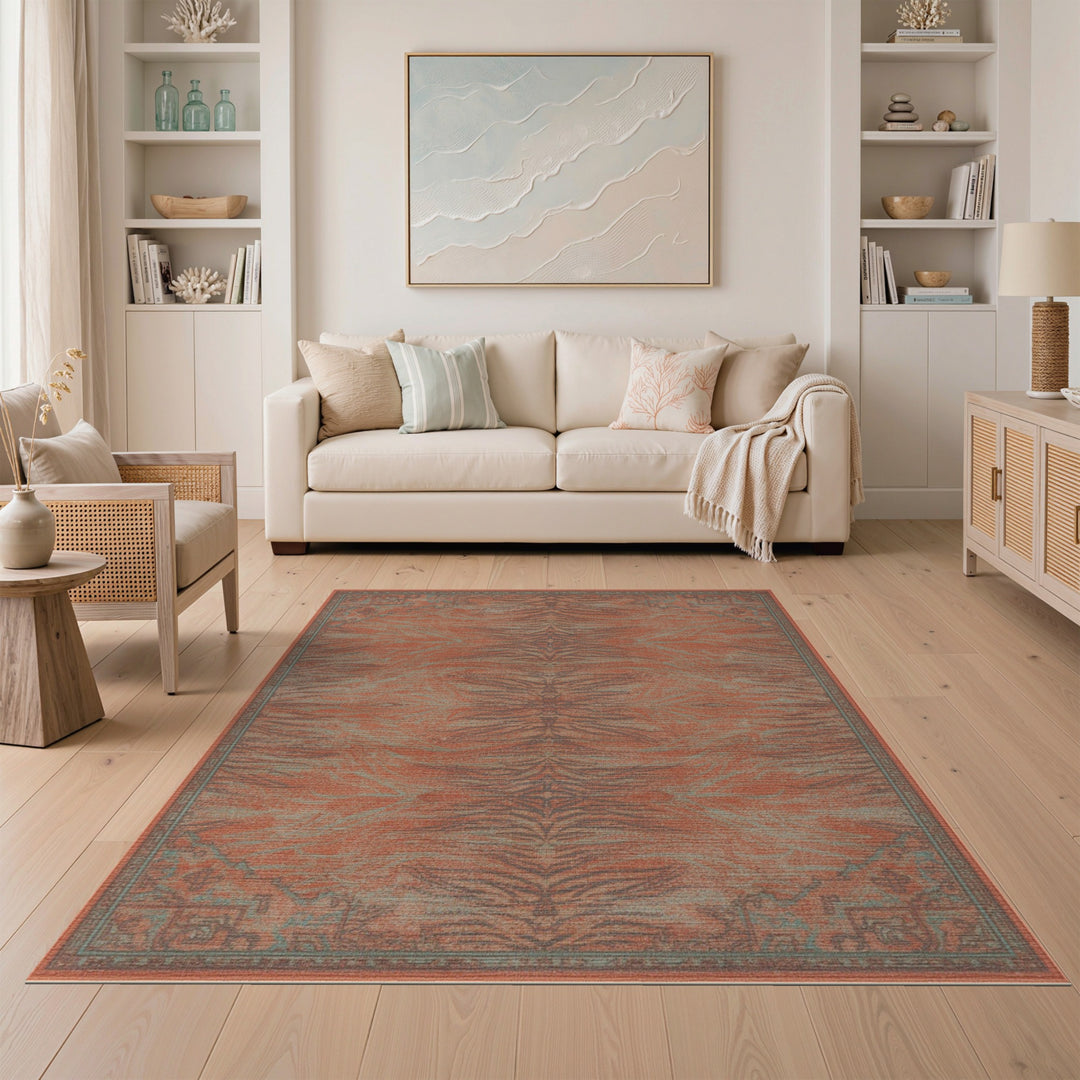Distressed Vintage Red Distressed Abstract Area Rug