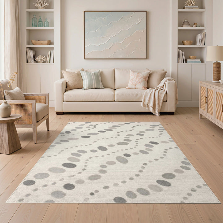 Grey Oval Geometric Area Rug