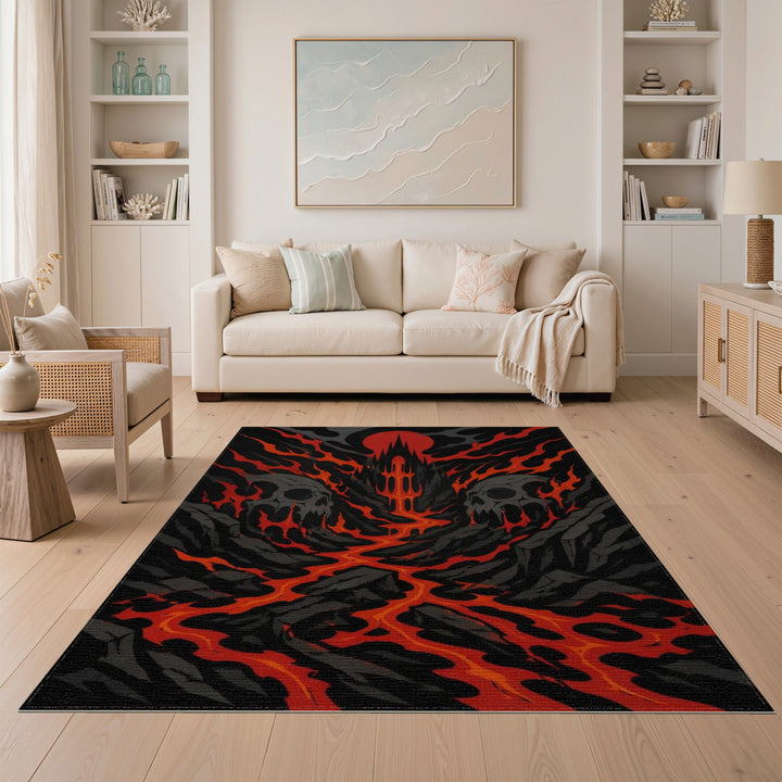 Gothic Inferno Skull Area Rug