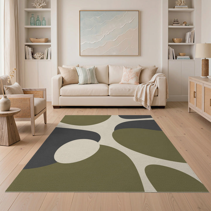 Green Organic Abstract Area Rug