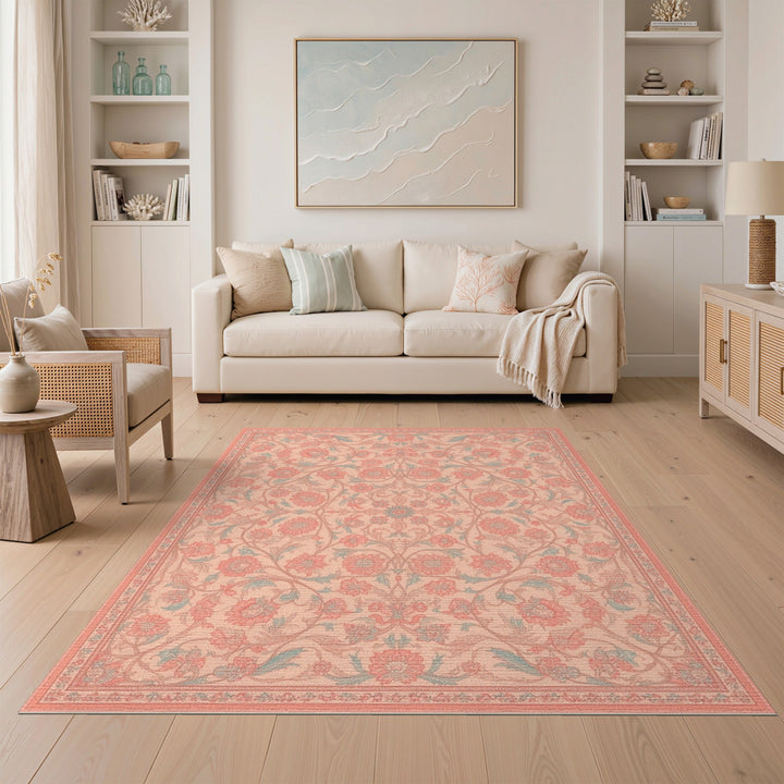 Pink Floral Vintage Area Rug