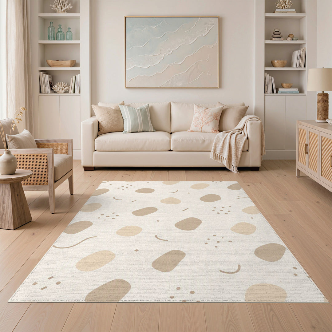 Beige Neutral Abstract Beige and Neutral Area Rug