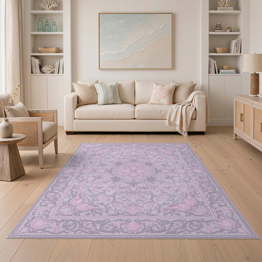Purple Floral Vintage Area Rug