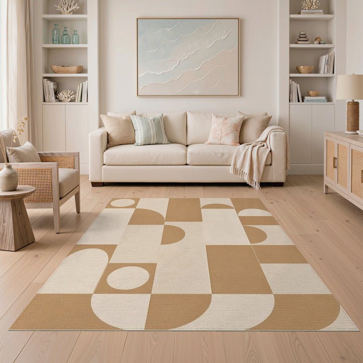 Geometric Modern Brown and Tan Modern Geometric Brown Area Rug