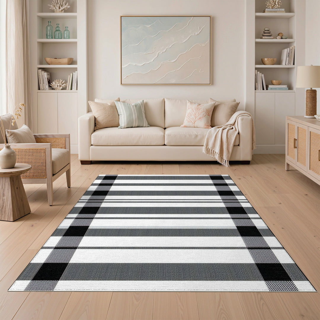 Black and White Black and White Buffalo Check Area Rug