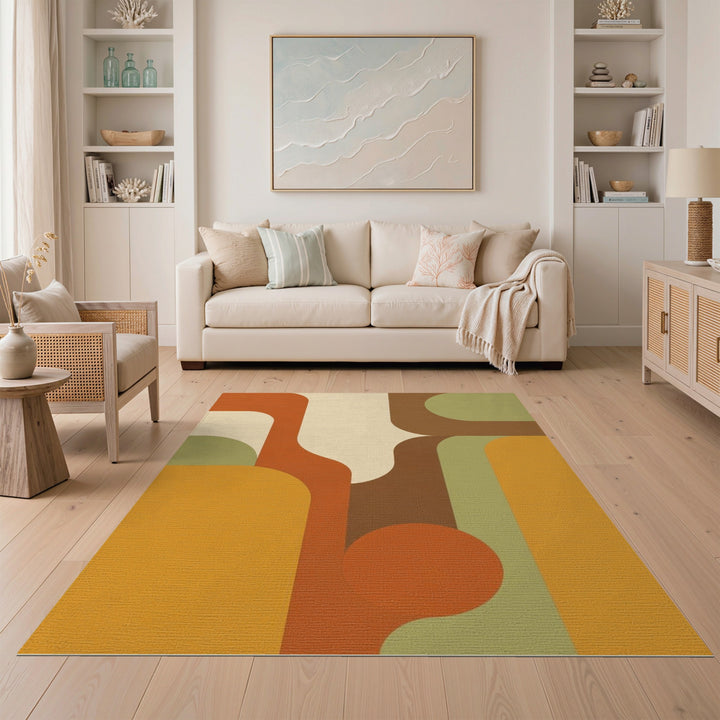 Orange Geometric Modern Area Rug