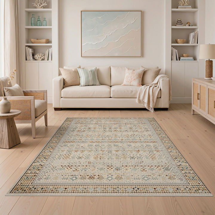 Beige Southwestern Geometric Area Rug