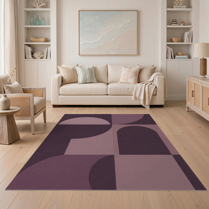 Purple Geometric Modern Purple Geometric Arch Area Rug