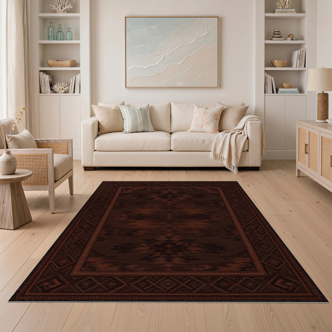 Dark Brown Heritage Tribal Area Rug