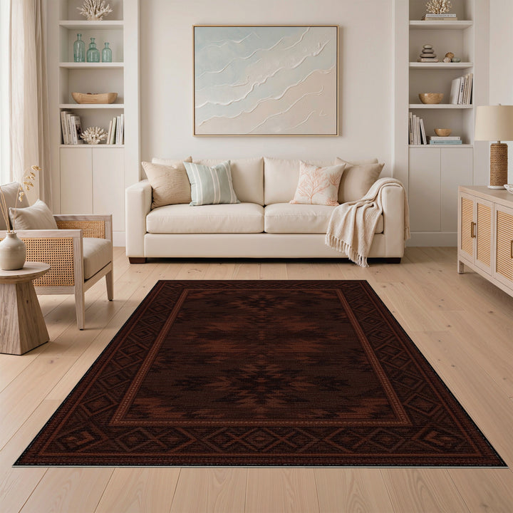 Dark Brown Heritage Tribal Area Rug