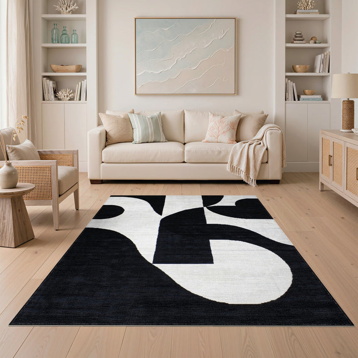 Geometric Modern Black and White Black White Bold Geometric Area Rug