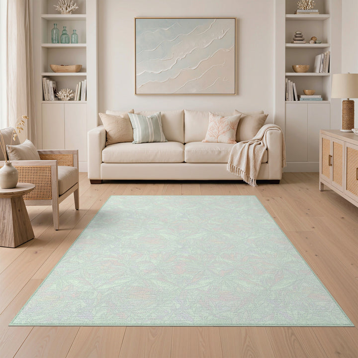 Soft Green Floral Vintage Area Rug
