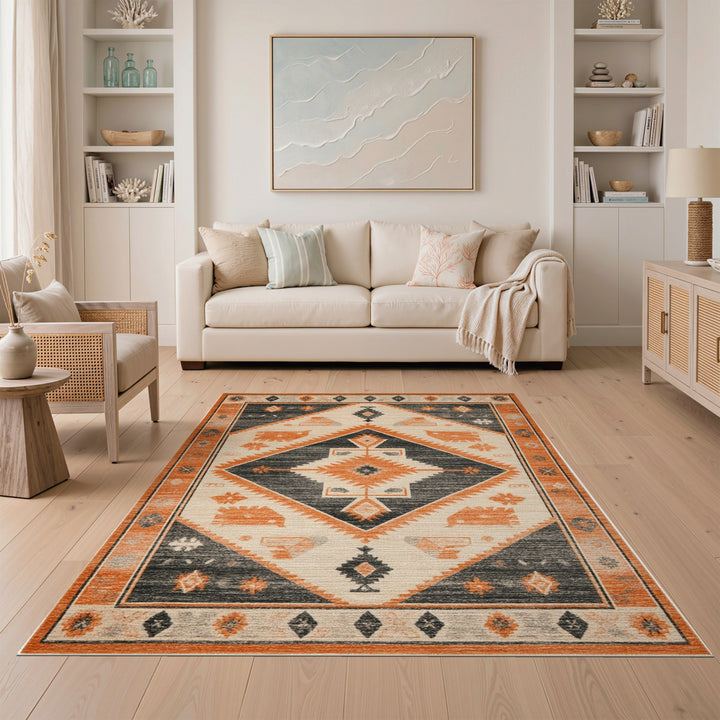 Southwestern Orange Geometric Area Rug