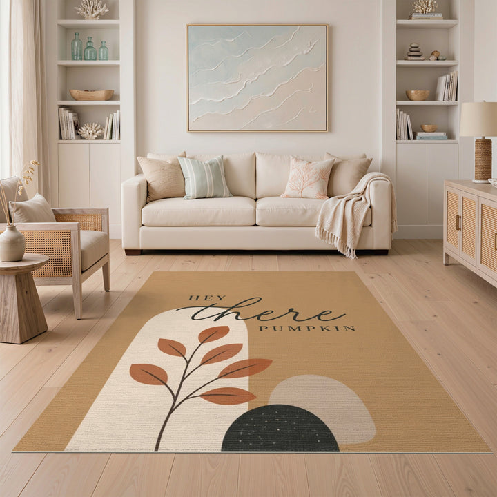 Brown and Tan Hey There Pumpkin Boho Area Rug