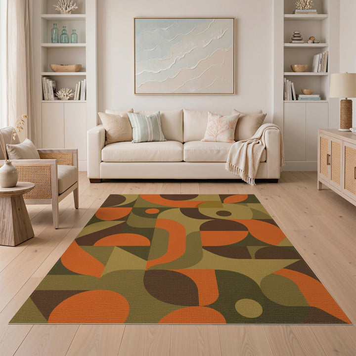 Orange Geometric Modern Orange Geometric Area Rug