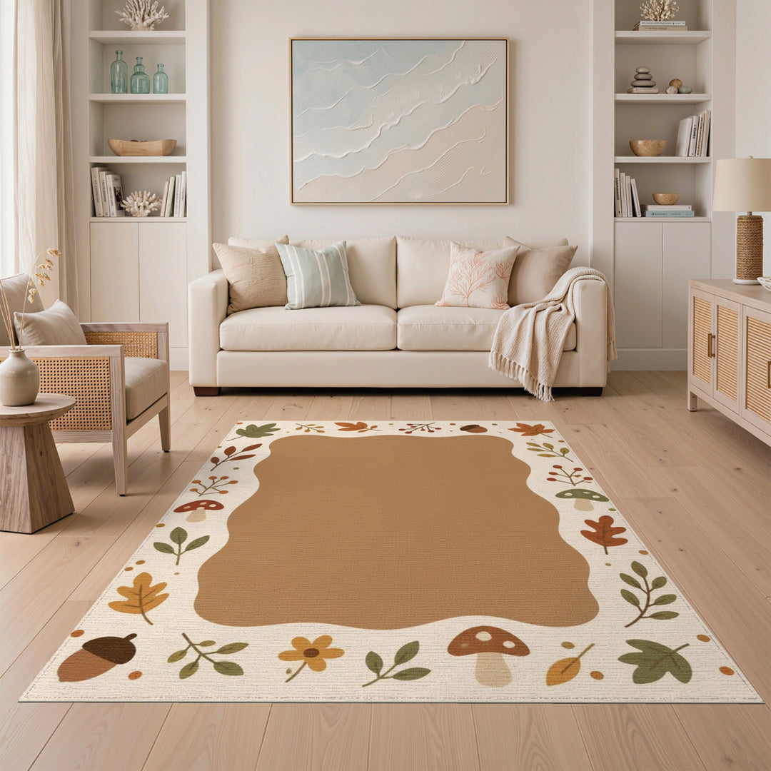 Autumn Leaf and Acorn Brown Area Rug
