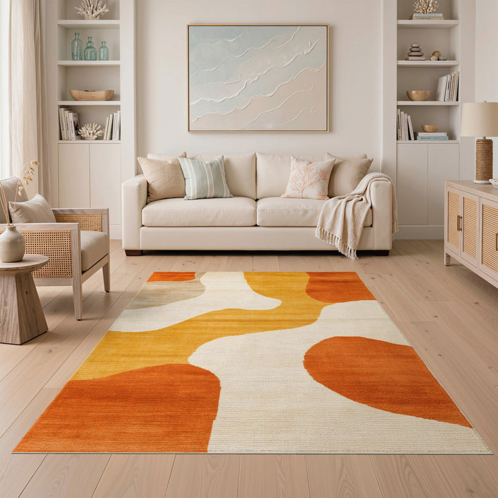 Wave Abstract Area Orange Abstract Wave Area Rug