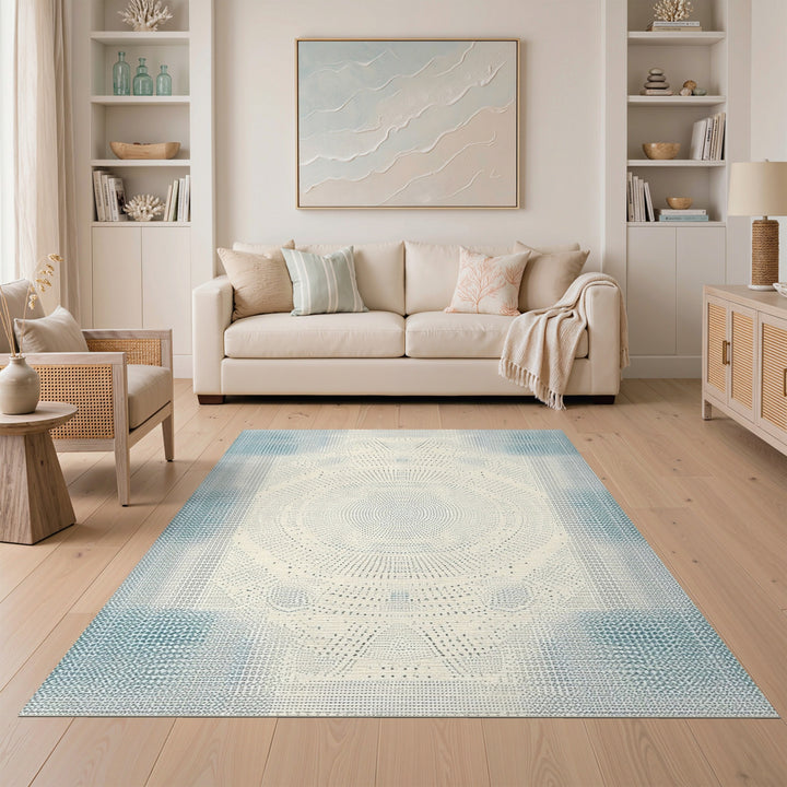 Blue and Teal Blue Teal Geometric Dot Area Rug