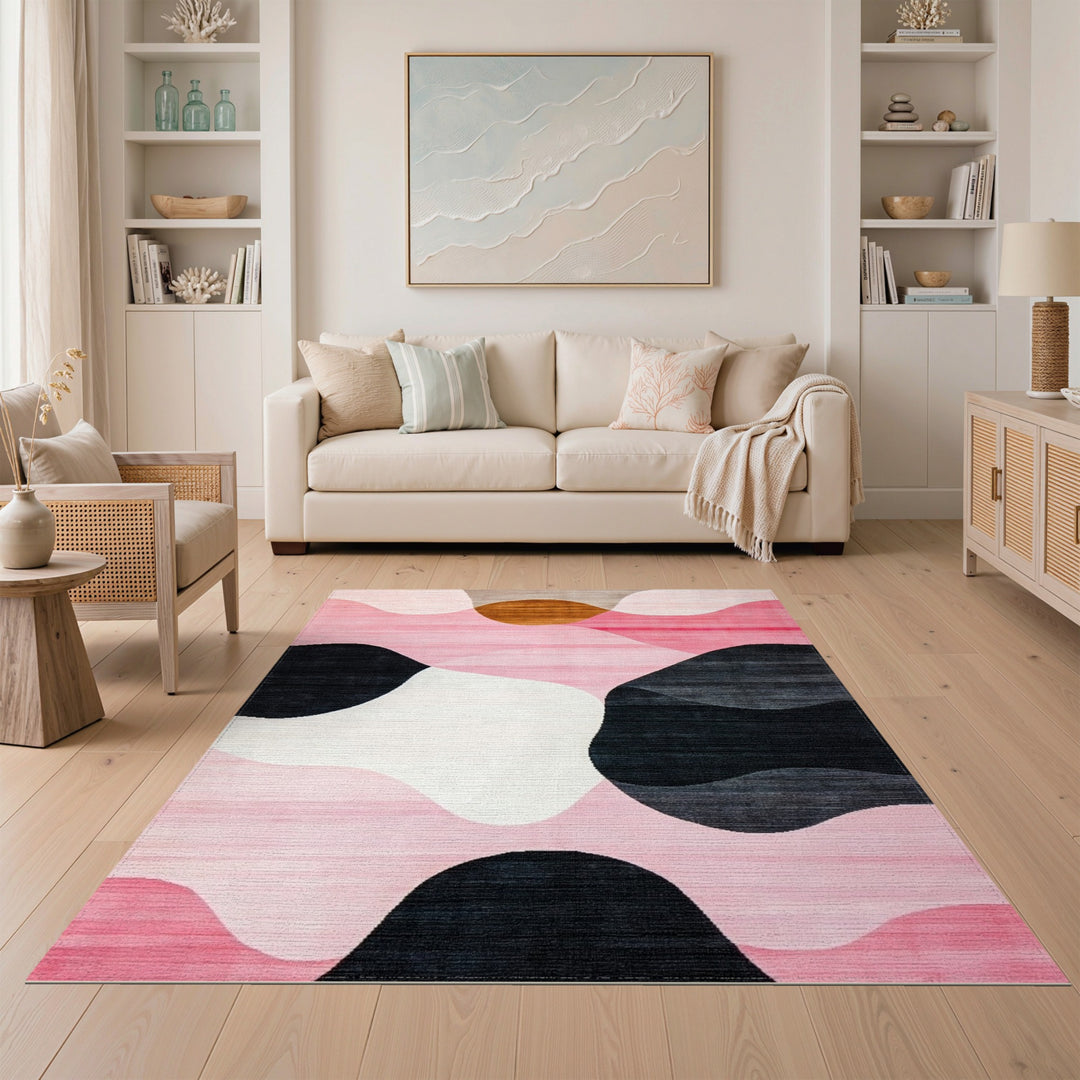 Pink Organic Wave Area Rug