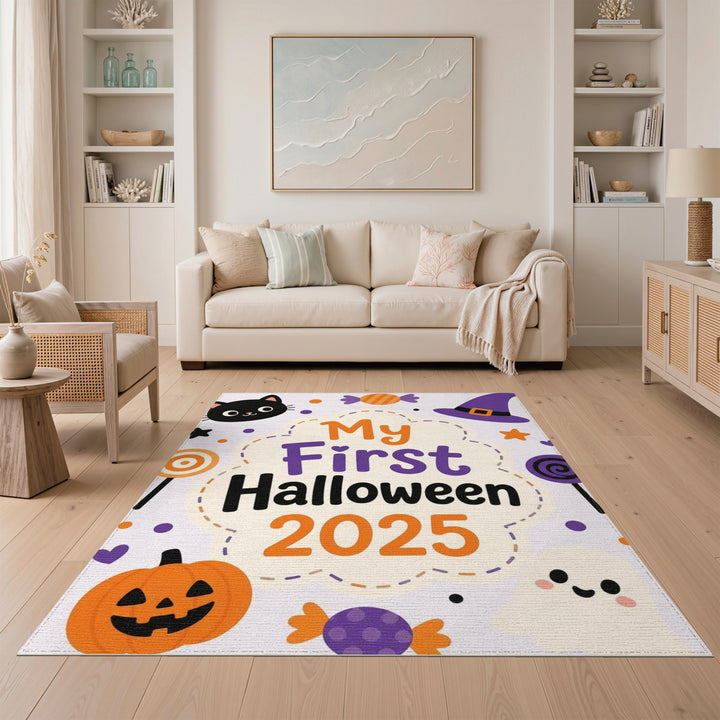 Multi-color and Patterns My First Halloween 2025 Kids Area Rug
