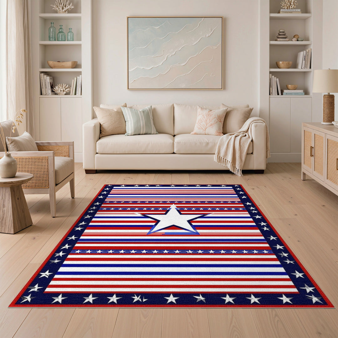 Patriotic Central Star Area Rug