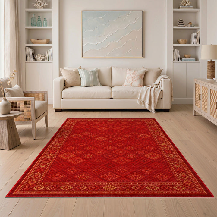 Red Geometric Diamond Geometric Modern Area Rug