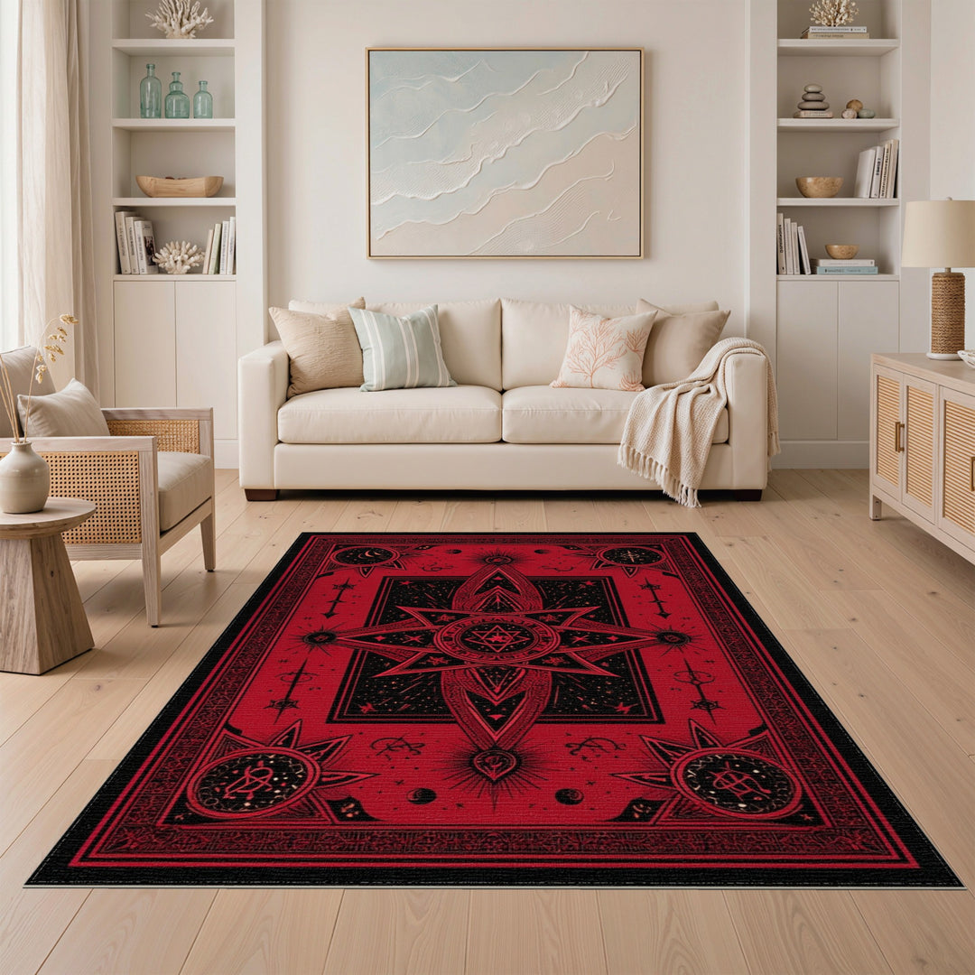 ODIKA Red Mystic Star Area Rug