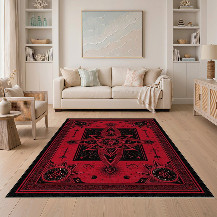 ODIKA Red Mystic Star Area Rug